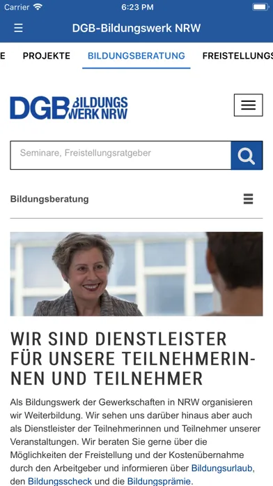 Ảnh chụp màn hình của DGB Bildungswerk NRW Seminare