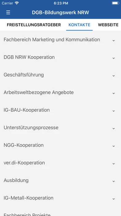 Ảnh chụp màn hình của DGB Bildungswerk NRW Seminare