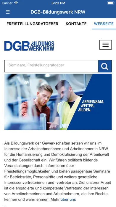 Ảnh chụp màn hình của DGB Bildungswerk NRW Seminare