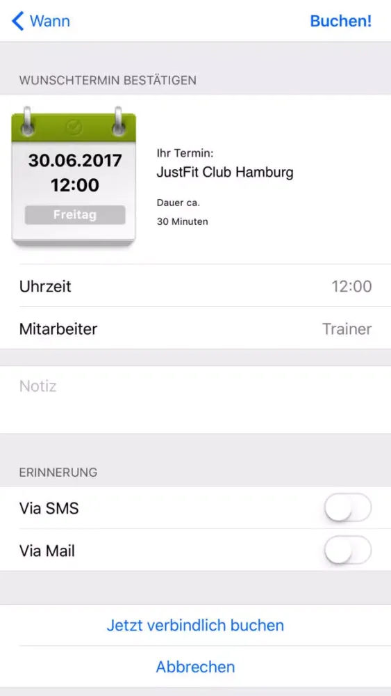 Zrzuty ekranu JustFit Club Hamburg