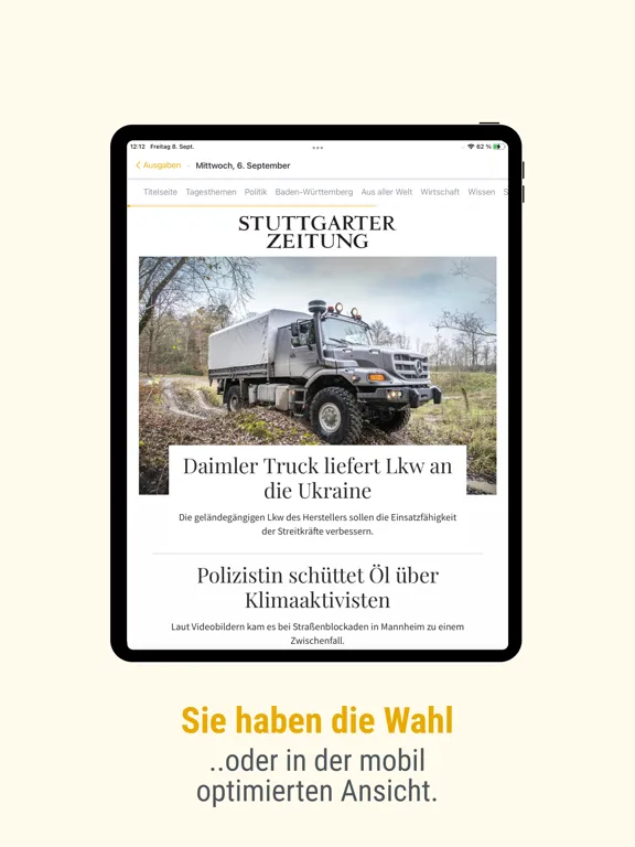 Stuttgarter Zeitung App iPad 应用截图