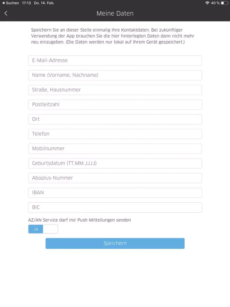 Tangkapan skrin AZ/AN-Service iPad 