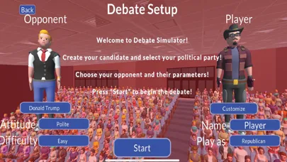Tangkapan skrin Presidential Debate Simulator