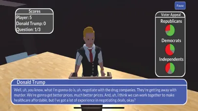 Tangkapan skrin Presidential Debate Simulator