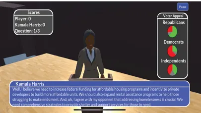 Tangkapan skrin Presidential Debate Simulator