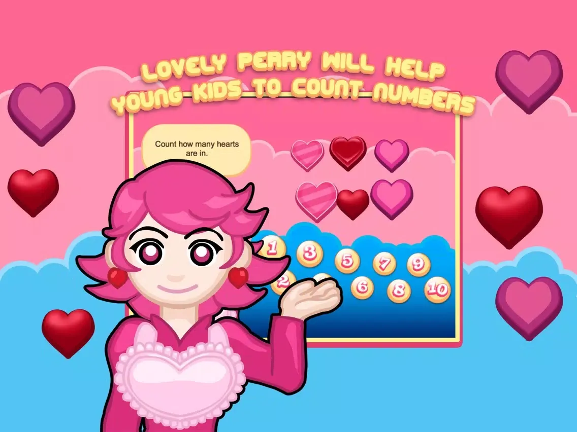 Lovely Perry teaches How to count with Hearts iPad  Screenshots