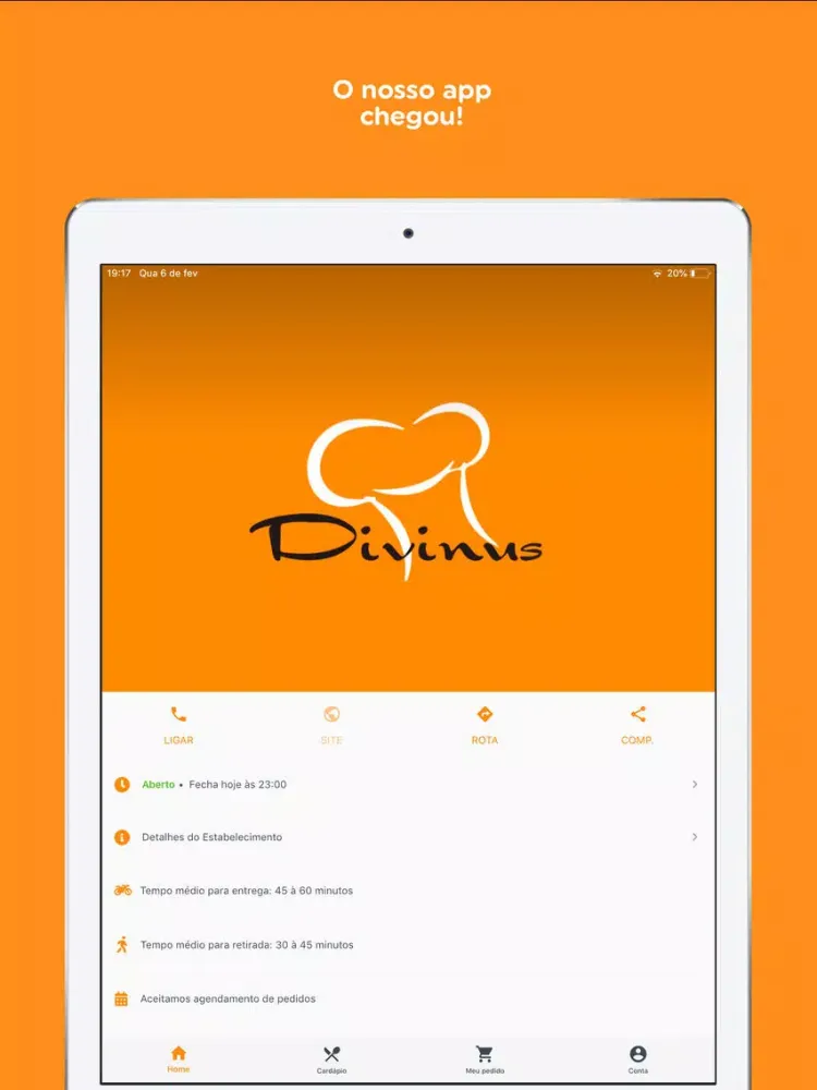 Capturas de tela do Divinus Pizzaria iPad 