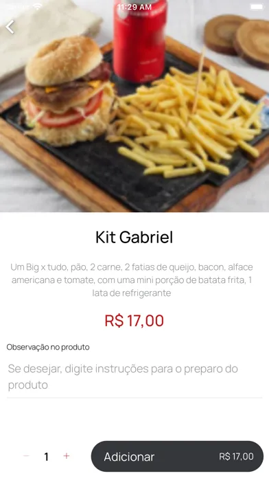 Capturas de tela do Gabriel Lanches