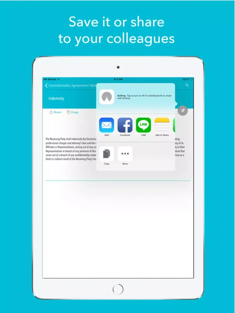 Capturas de tela do Confidentiality Agreement/ NDA iPad 