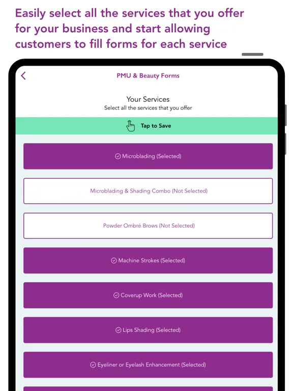 Tangkapan layar PMU Forms iPad 