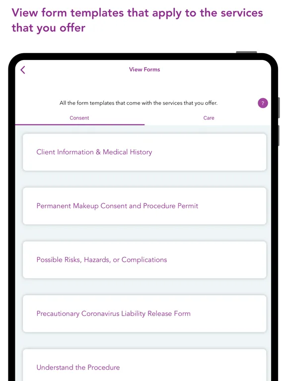 Tangkapan layar PMU Forms iPad 