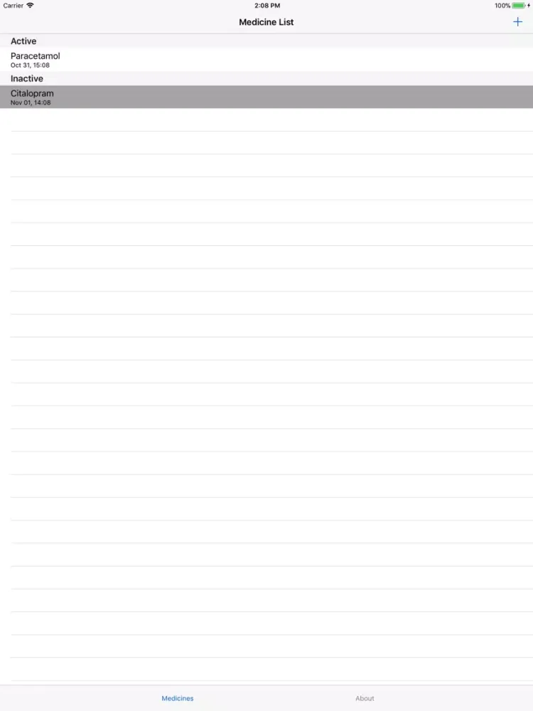 Tangkapan skrin Medicine Tracker iPad 