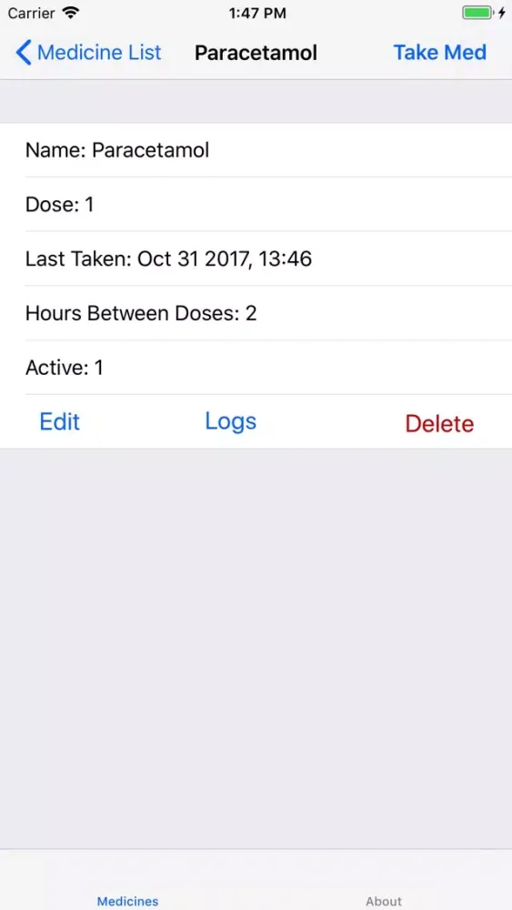 Tangkapan skrin Medicine Tracker