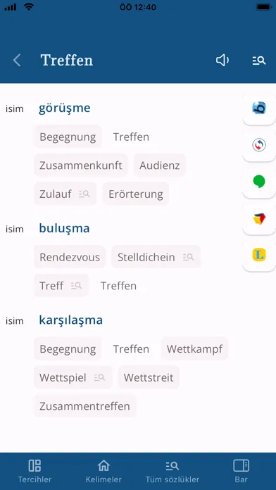 Zrzuty ekranu German Turkish Dictionary DeTr