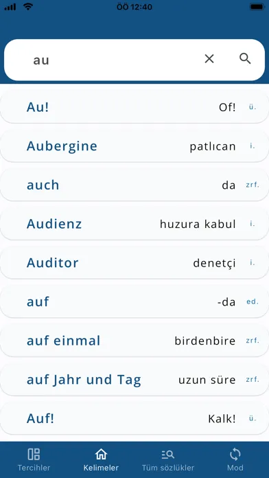 Zrzuty ekranu German Turkish Dictionary DeTr