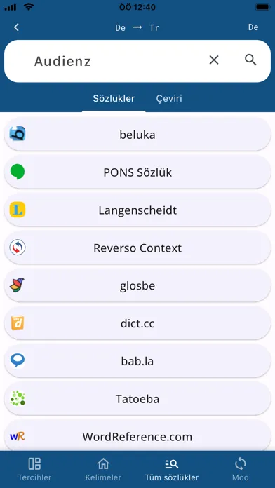 Zrzuty ekranu German Turkish Dictionary DeTr