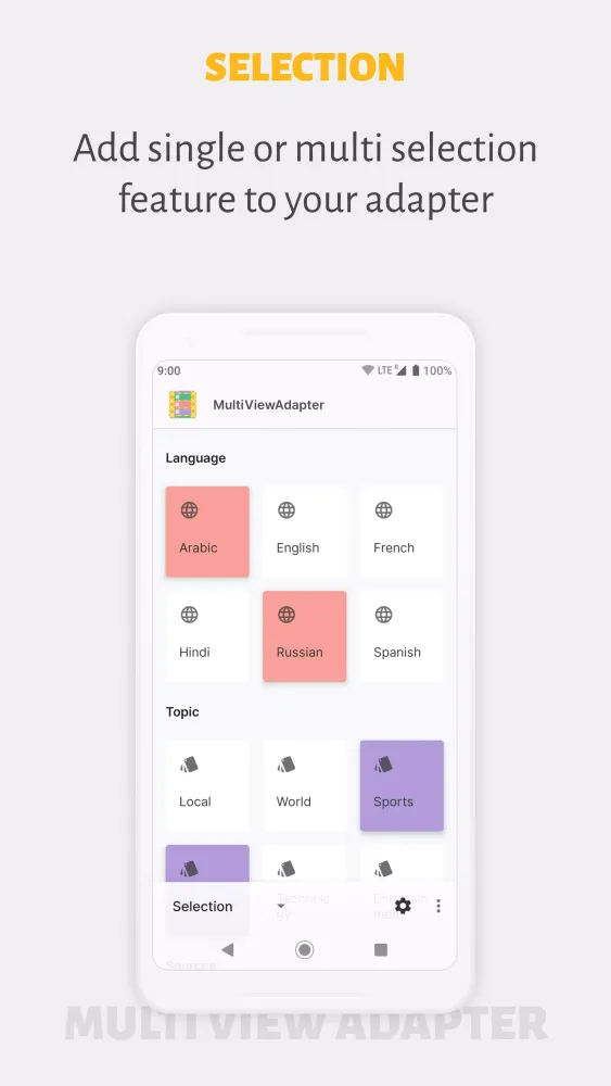 Zrzuty ekranu MultiViewAdapter