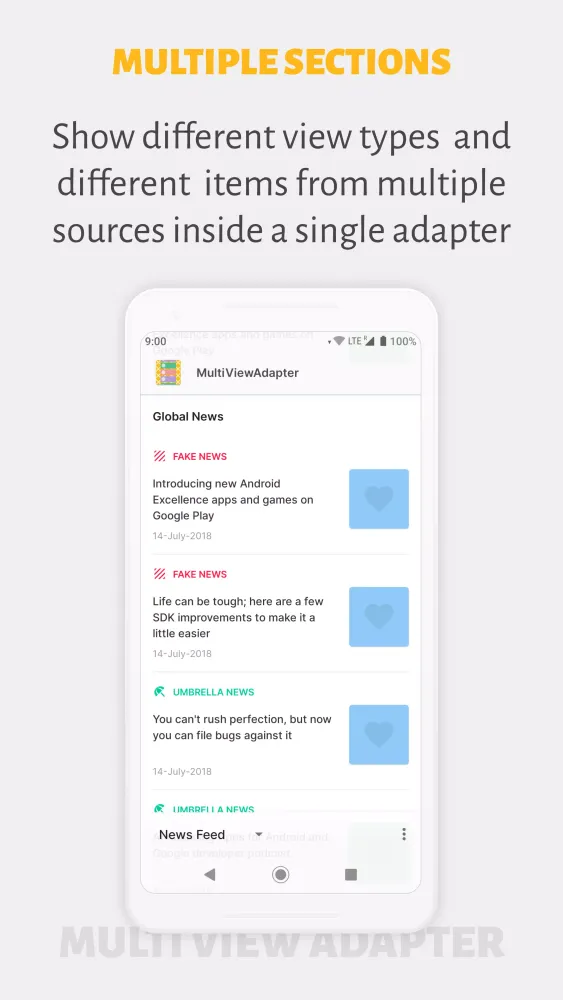 Zrzuty ekranu MultiViewAdapter