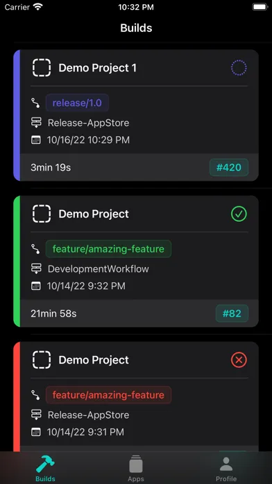 Botrise: Bitrise Client Screenshots