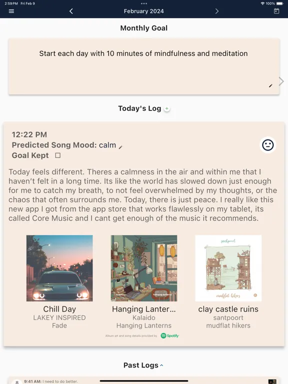 Harmonia - Music Mood Journal iPad  Screenshots