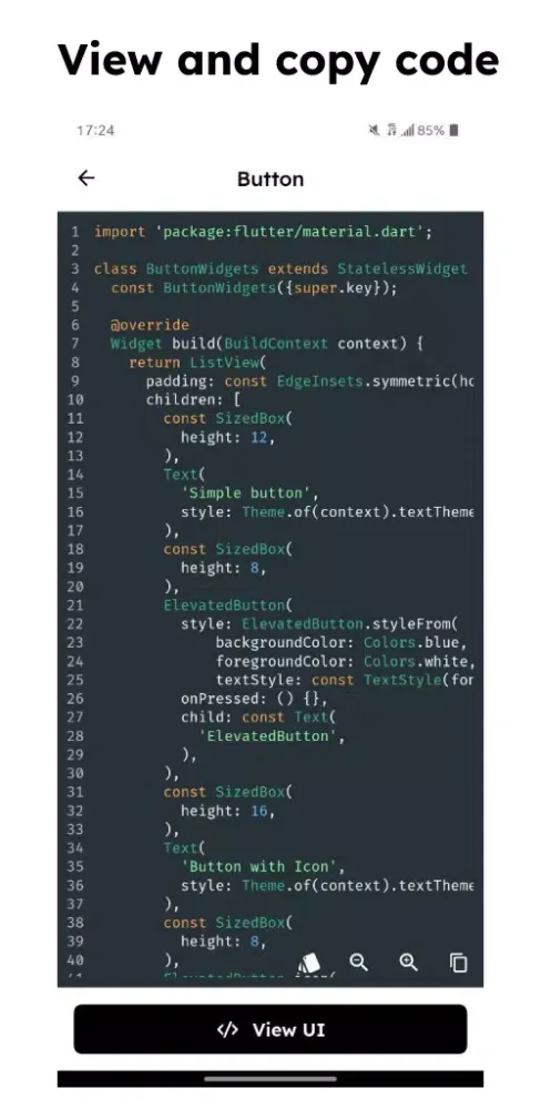 ภาพหน้าจอของ Flutter Gallery