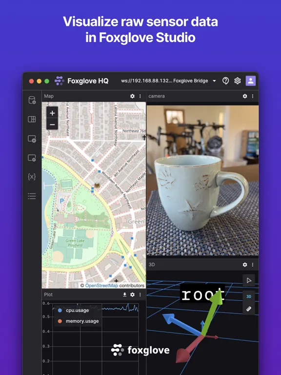 Foxglove WebSocket Bridge iPad  Screenshots