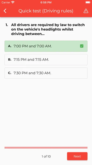 Ảnh chụp màn hình của WePass Basic Theory Test (BTT)