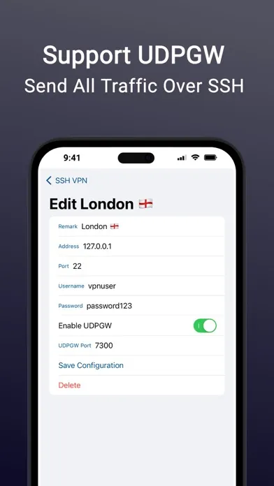 Capturas de pantalla de SSH VPN - Client for SSH