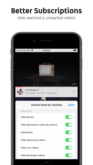 Screenshot di Control Panel for YouTube