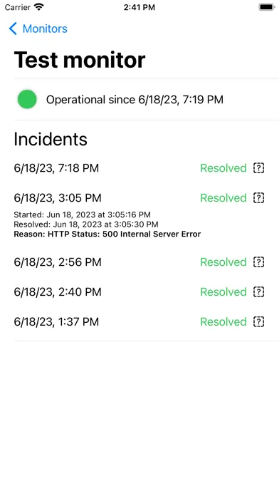 Capturas de tela do Uptime Monitor Notifier