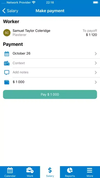 Tangkapan skrin Work & Wage