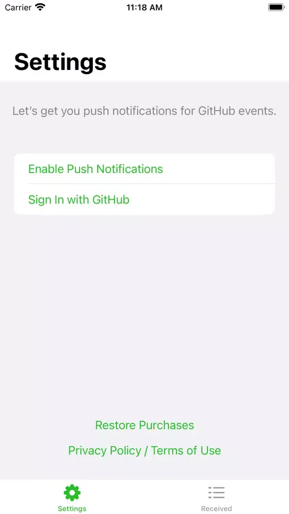 Zrzuty ekranu Canopy GitHub Notifications