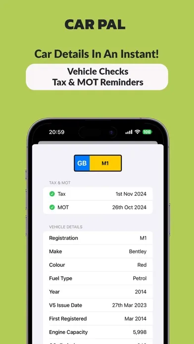Capturas de pantalla de Car Pal - MOT & Tax Check