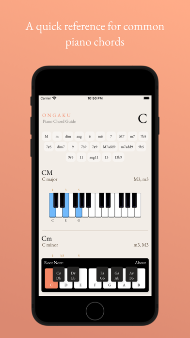 ภาพหน้าจอของ Ongaku - Piano Chord Guide