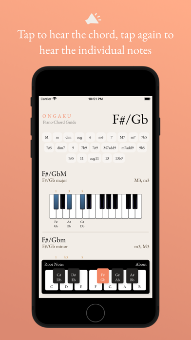 ภาพหน้าจอของ Ongaku - Piano Chord Guide