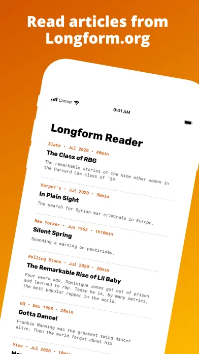 Ảnh chụp màn hình của Longform Reader