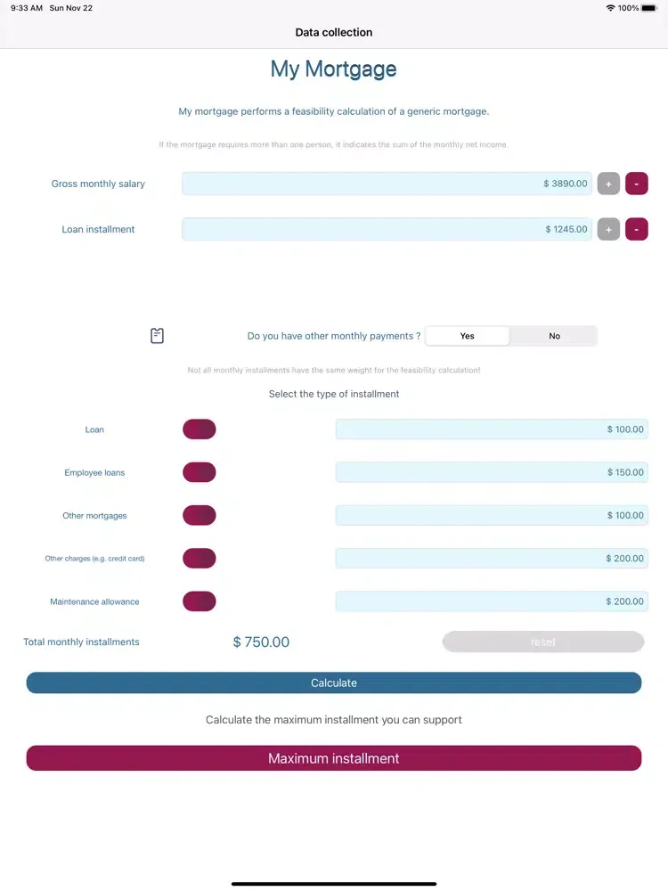 Ảnh chụp màn hình của DTIEasyCalc iPad 