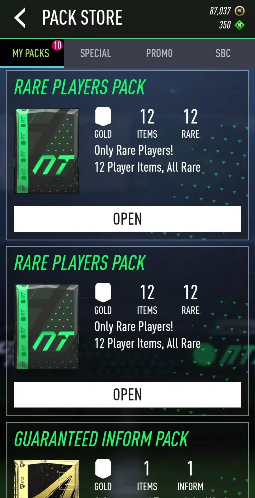 Nicotom 24 Draft + Pack Opener Screenshots
