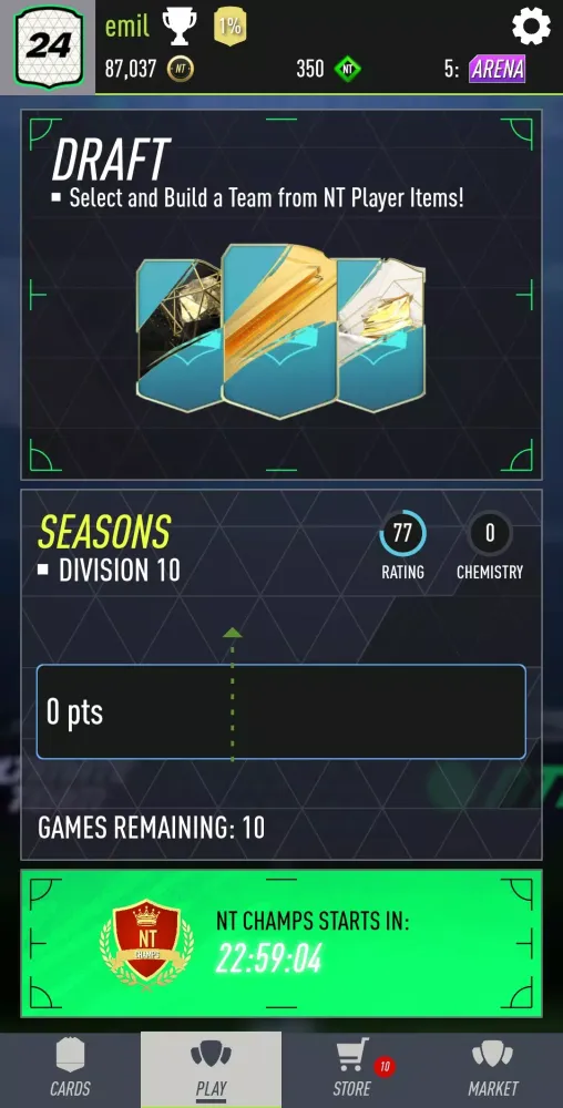 Nicotom 24 Draft + Pack Opener Screenshots