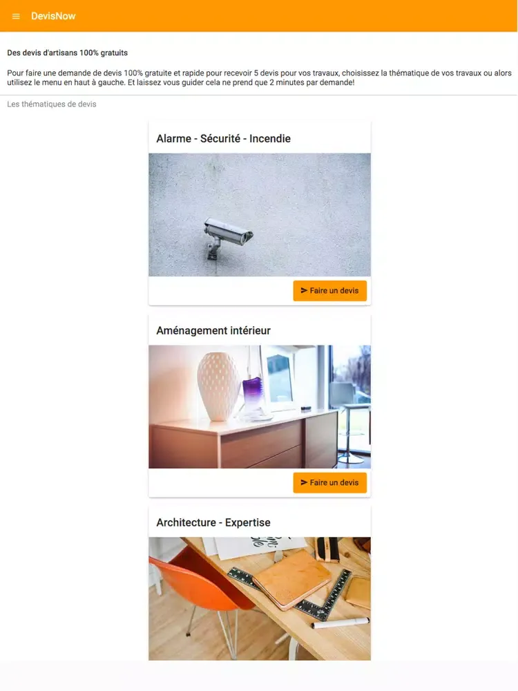 DevisNow iPad  Screenshots