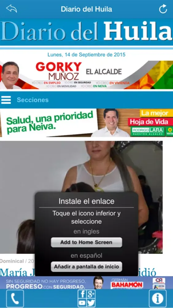Ảnh chụp màn hình của Diario del Huila