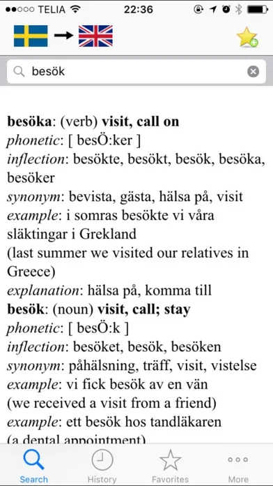 Dict.SE Swedish - English - Swedish dictionary (lexikon) Screenshots