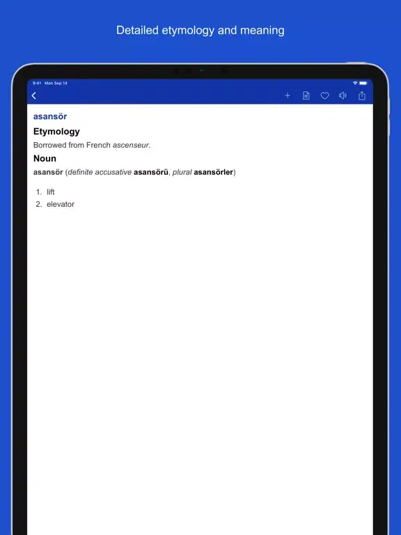 Capturas de tela do Turkish Etymology Dictionary iPad 