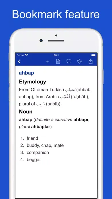 Capturas de tela do Turkish Etymology Dictionary