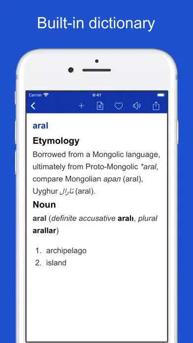 Capturas de tela do Turkish Etymology Dictionary