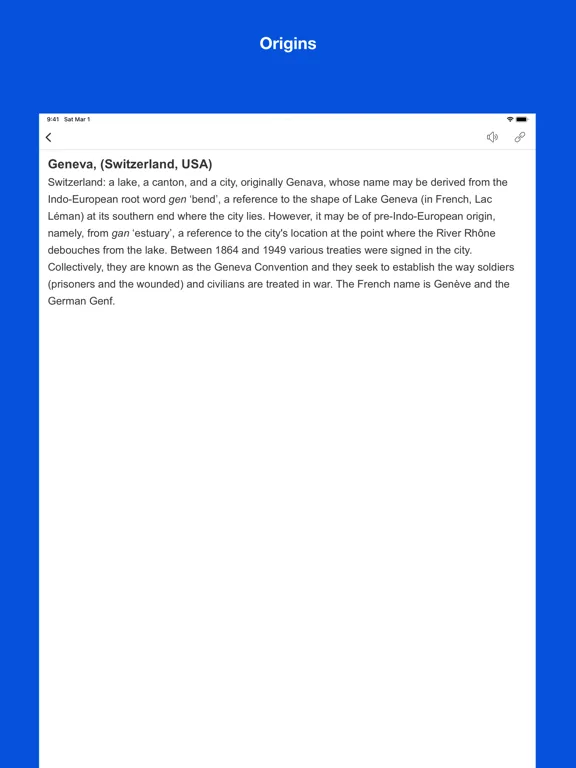 ภาพหน้าจอของ Place Name Origin Dictionary iPad 