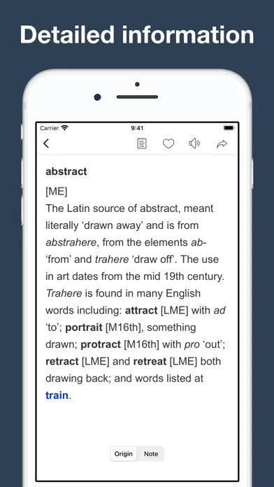 English Origin Dictionary Screenshots