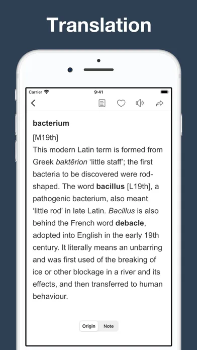English Origin Dictionary Screenshots