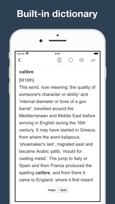 English Origin Dictionary Screenshots