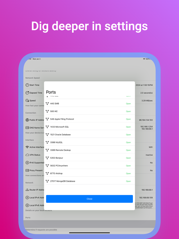 Network Check iPad  Screenshots